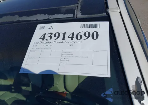 2006 Cadillac Srx V6 z USA, uszkodzony, nr VIN 1GYEE637560188536